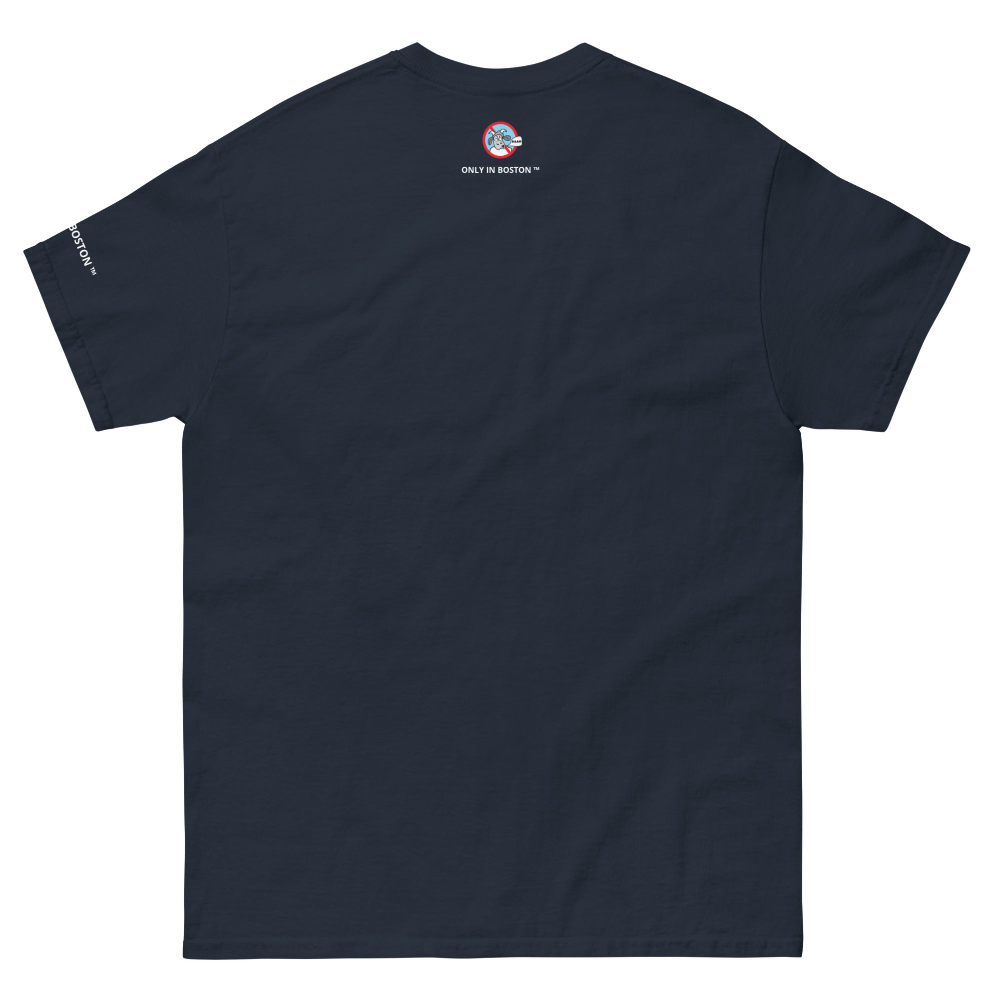 Caleb Durbin Red Sox Inspired T-shirt. A navy blue short-sleeve t-shirt with a graphic print on the front. The design features the word 'DURBINATOR!' in red arched letters with a white outline, a large white number '5' below it, a small circular logo, and 'ONLY IN BOSTON' printed in white underneath.