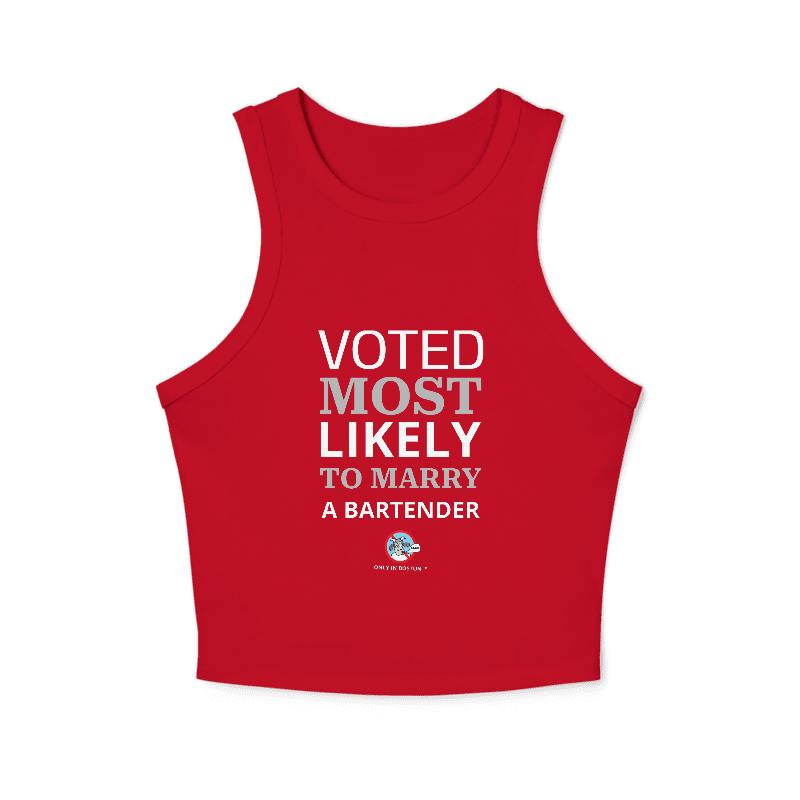 Only In Boston™ | Voted Most Likely to Marry a Bartender | Ribbed Tank | Baseball Red