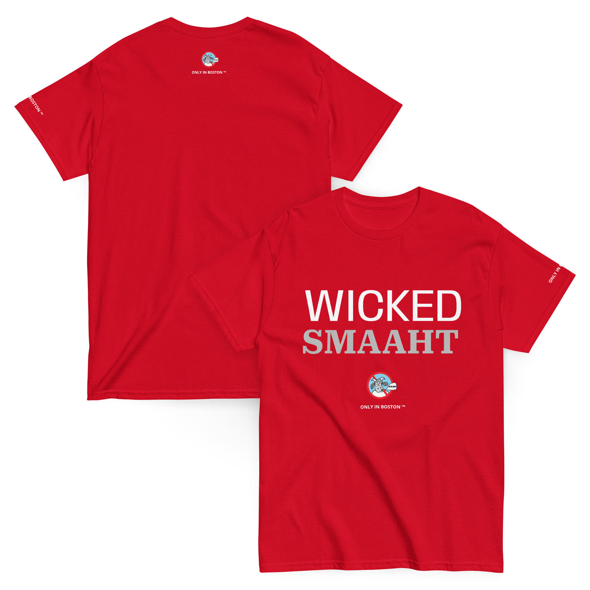 Only In Boston™ - Wicked Smaaht T-Shirt - Baseball Red