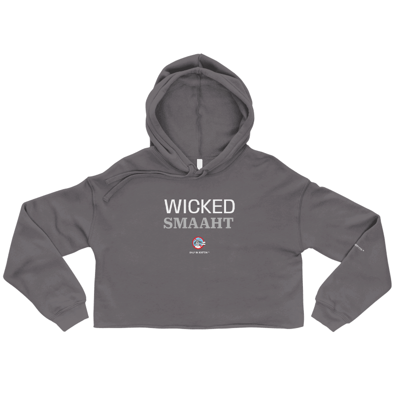 Only In Boston™ | Wicked Smaaht | Crop Top Hoodie | Comm Ave Grey