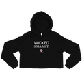 A black cropped hoodie with 'WICKED SMAAHT' printed in white across the chest, displayed on a solid white background.