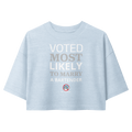 Only In Boston™ | Voted Most Likely to Marry a Bartender | Crop Top | Cape Cod Blue