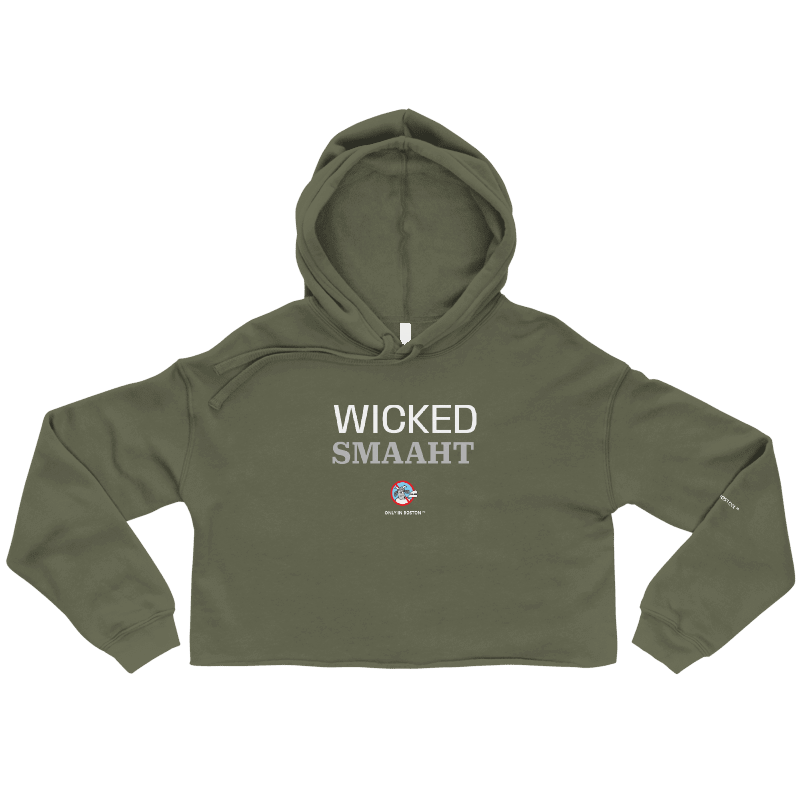 Only In Boston™ | Wicked Smaaht | Crop Top Hoodie | New England Green